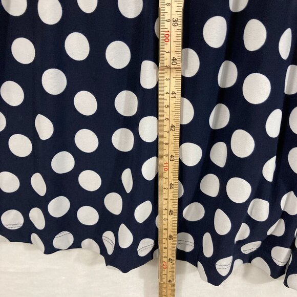 Susan Graver size 3X Navy White Polka Dot Stretch Liquid Knit Pocket Midi Dress - Picture 5 of 10